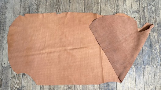 Demi peau de cuir de veau grain façon écailles orange - maroquinerie - Cuirenstock