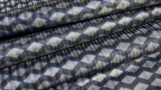 Demi-peau de cuir de veau motif géométrique - Gris anthracite - maroquinerie - Cuir en Stock