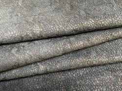Demi peau de veau nubuck noir grain croco métallisé - maroquinerie - Cuir en Stock