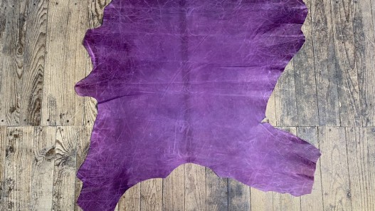 Peau de cuir de chèvre finition pullup violette - maroquinerie - Cuir en stock