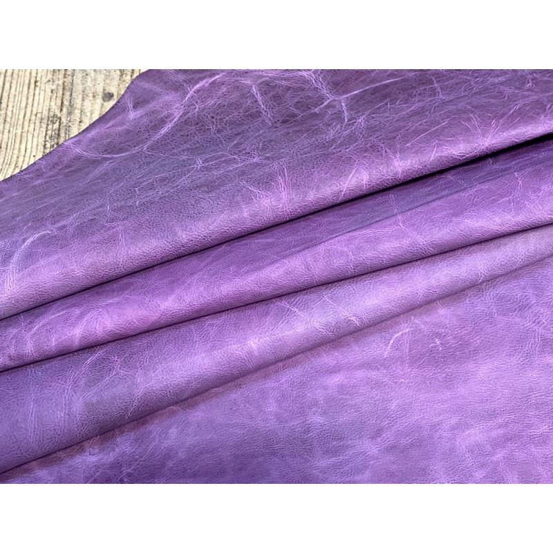 Peau de cuir de chèvre finition pullup violette - maroquinerie - Cuir en Stock
