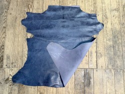 Peau de cuir de chèvre effet vieilli bleu - maroquinerie reliure accessoire - Cuirenstock