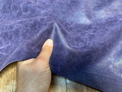 Peau de cuir de chèvre effet vieilli bleu outremer - maroquinerie reliure accessoire - cuir en stock
