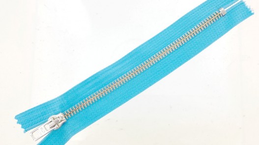 Fermeture Eclair® Prym haut de gamme bleu clair zip métal non séparable 16cm cuirenstock cuir