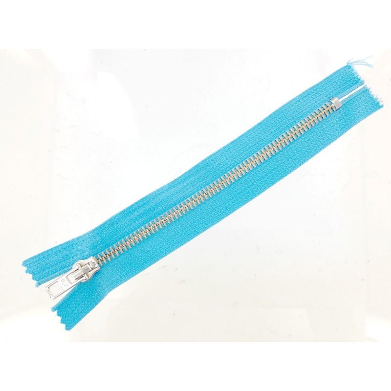Fermeture Eclair® Prym haut de gamme bleu clair zip métal non séparable 16cm cuirenstock cuir