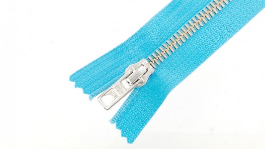 Fermeture Eclair® Prym haut de gamme bleu clair zip métal non séparable 16cm Cuirenstock cuir