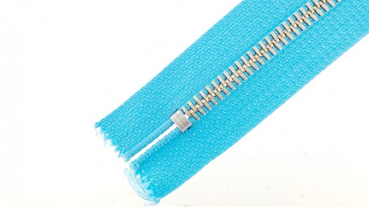 Fermeture Eclair® Prym haut de gamme bleu clair zip métal non séparable 16cm Cuir en stock cuir