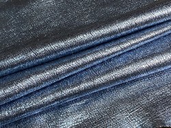 Peau de cuir d'agneau métallisé bleu argenté craquelé - maroquinerie - Cuir en Stock