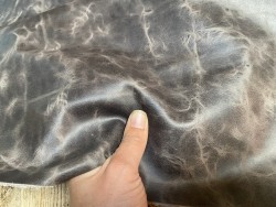 Grand morceau de cuir - vachette pullup - couleur gris vieilli - maroquinerie - Cuir en stock