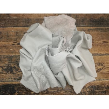 Chutes de cuir vache gris perle - souple et au kilo - Cuirenstock