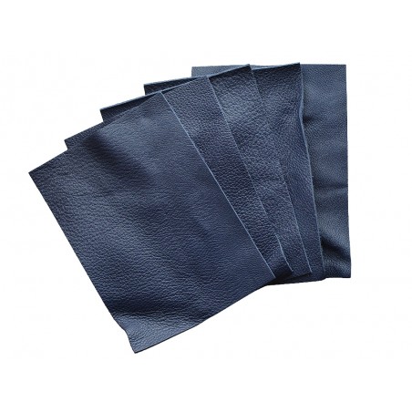 Lot de morceaux de cuir rectangulaire - bleu nuit grainé - maroquinerie - cuir en stock