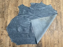 Peau de veau nubuck bleu jeans motif cachemire - maroquinerie - cuirenstock