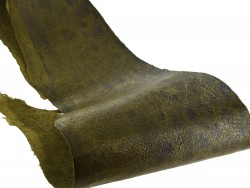Peau de cuir de poisson - Loup de mer - Cuir marin - vert kaki - Cuir en stock