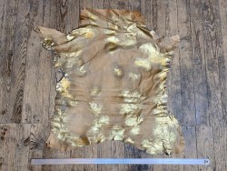 Peau de veau en poil beige métallisé doré - maroquinerie - décoration - Cuir en Stock