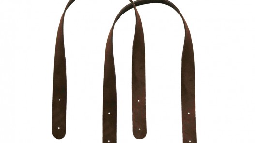 Paire de anses en cuir marron velours - prêtes à poser - maroquinerie - Cuir en Stock
