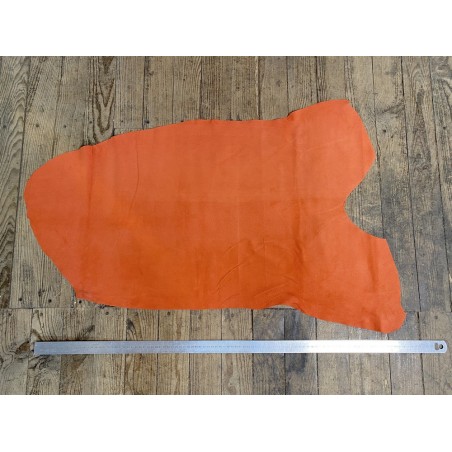 Peau de porc velours orange - maroquinerie - vêtement - Cuir en stock