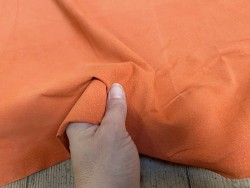 Peau de porc velours orange - maroquinerie - vêtement - Cuir en stock