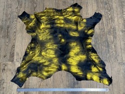 Peau de veau en poil noir métallisé or jaune - maroquinerie - décoration - Cuir en Stock