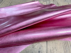 Peau de cuir de chèvre métallisé rose - maroquinerie - Cuir en Stock