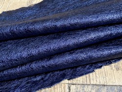 Peau de cuir d'agneau métallisé bleu nuit grain crispy - maroquinerie - Cuir en Stock