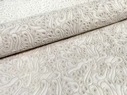 Peau de veau velours imprimé motif cachemire blanc - maroquinerie - Cuir en Stock