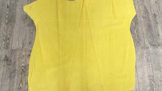 Peau de veau velours imprimé façon tricot jaune - maroquinerie - cuir en stock