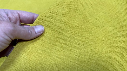 Peau de veau velours imprimé façon tricot jaune - maroquinerie - Cuirenstock