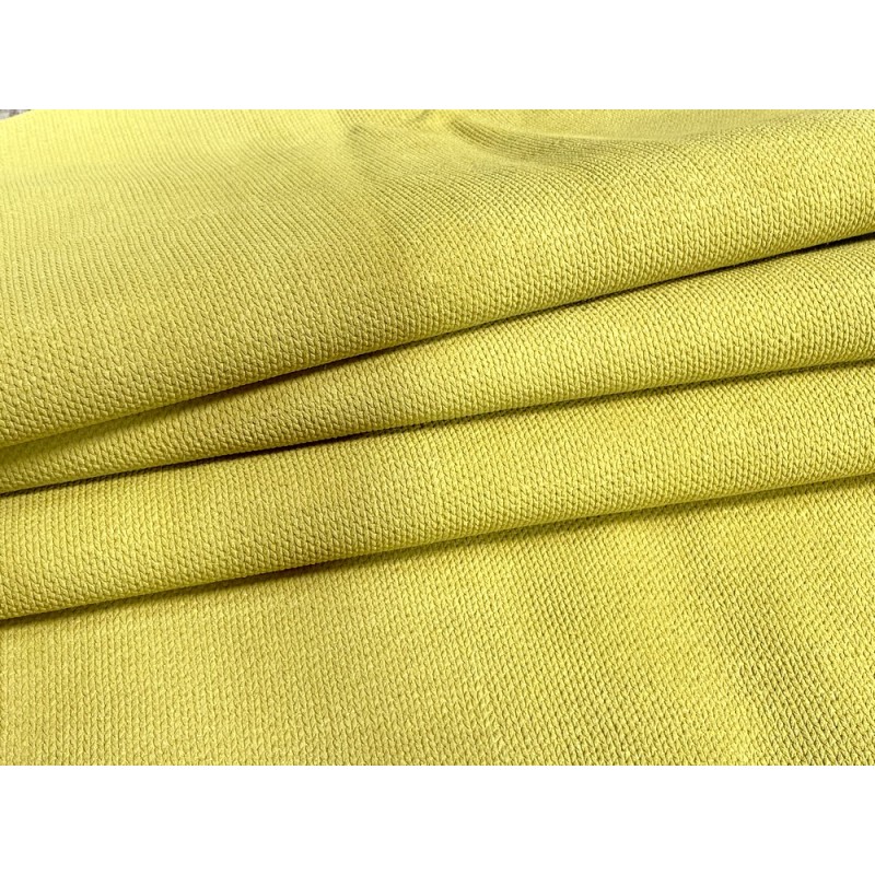 Peau de veau velours imprimé façon tricot jaune - maroquinerie - Cuir en Stock