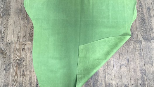 Peau de veau velours imprimé façon tricot vert - maroquinerie - Cuirenstock