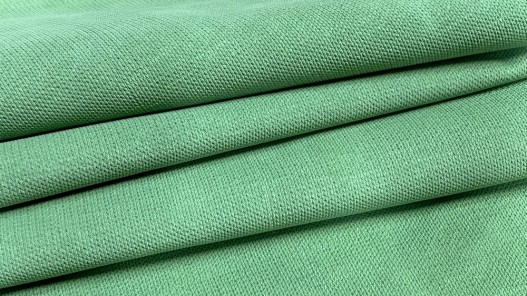 Peau de veau velours imprimé façon tricot vert - maroquinerie - Cuir en Stock