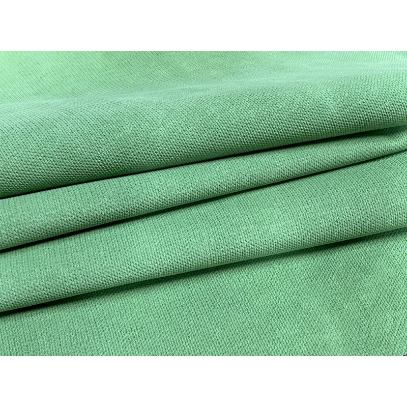 Peau de veau velours imprimé façon tricot vert - maroquinerie - Cuir en Stock