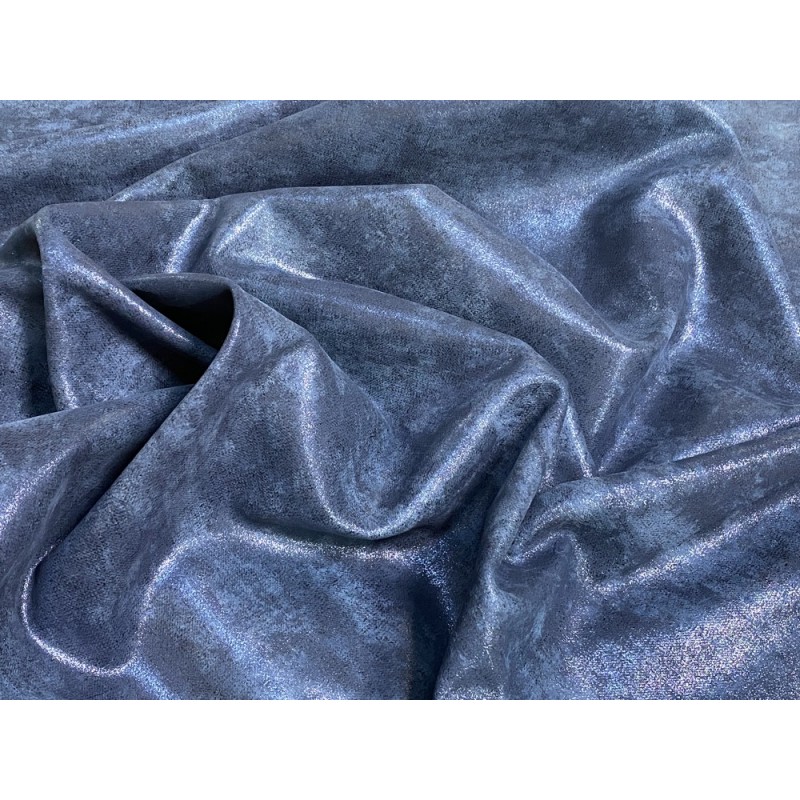 Peau de veau métallisé nuancé bleu marine - maroquinerie - Cuir en Stock