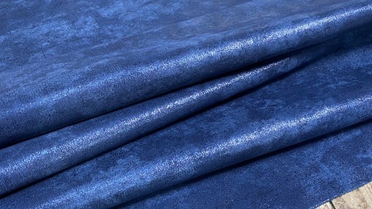 Peau de veau métallisé nuancé bleu marine - maroquinerie - Cuirenstock