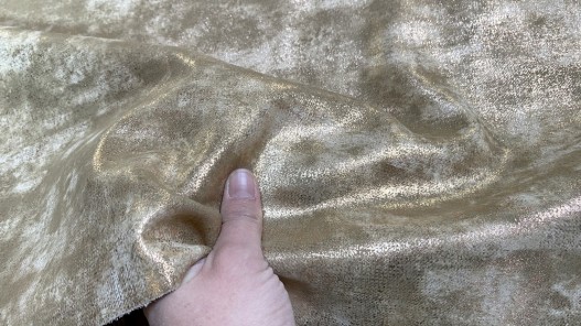 Peau de veau métallisé nuancé beige doré - maroquinerie - Cuir en stock
