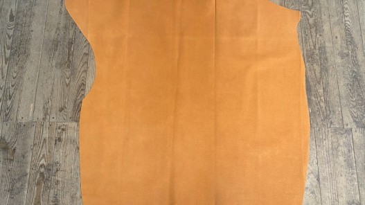 Peau de veau velours imprimé façon tricot orange - maroquinerie - cuir en stock