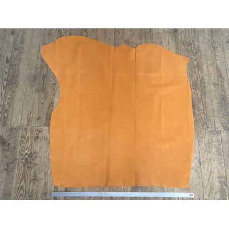 Peau de veau velours imprimé façon tricot orange - maroquinerie - cuir en stock