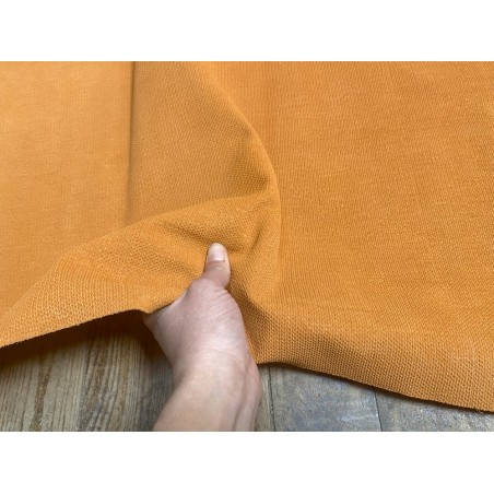 Peau de veau velours imprimé façon tricot orange - maroquinerie - Cuir en stock