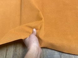 Peau de veau velours imprimé façon tricot orange - maroquinerie - Cuir en stock