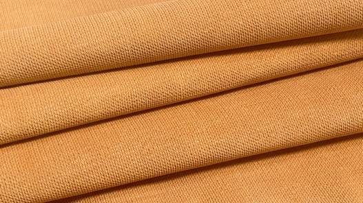 Peau de veau velours imprimé façon tricot orange - maroquinerie - Cuir en Stock
