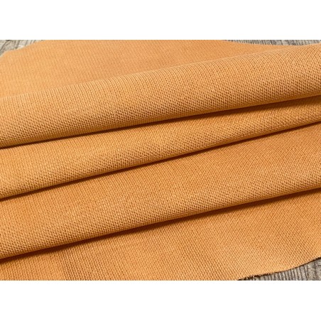 Peau de veau velours imprimé façon tricot orange - maroquinerie - Cuir en Stock