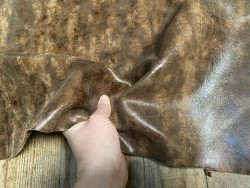 Peau de veau métallisé nuancé brun - maroquinerie - Cuir en stock