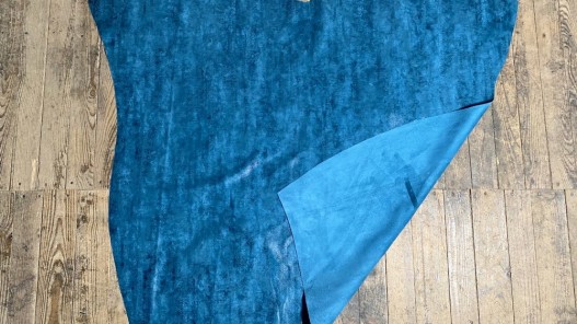 Peau de veau nuancé bleu canard - maroquinerie - cuirenstock