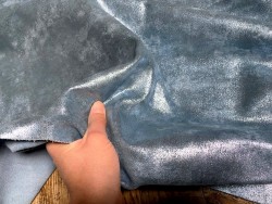 Peau de veau métallisé nuancé bleu jeans - maroquinerie - Cuir en stock