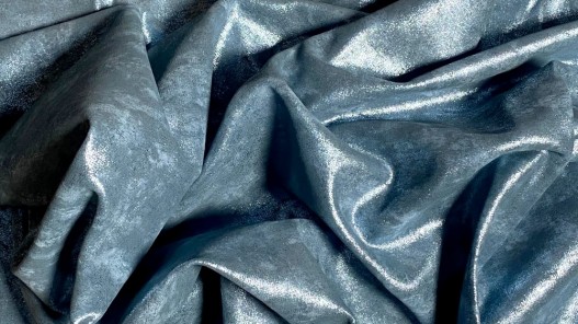 Peau de veau métallisé nuancé bleu jeans - maroquinerie - Cuir en Stock