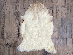 Peau de mouton lainée Béarn blanc et brun - maroquinerie ou vêtement - cuir en stock