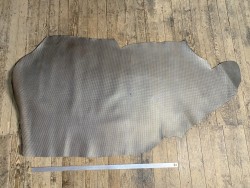 Demi-peau de veau effet gaufré métallisé argent - maroquinerie - Cuir en stock