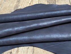 Peau de cuir de buffle véritable - finition naturelle - gris carbone - maroquinerie - Cuir en Stock