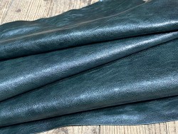 Peau de cuir de buffle véritable - finition naturelle vert forêt - maroquinerie - Cuir en Stock