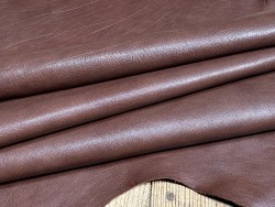 Peau de cuir de buffle véritable - finition naturelle marron - maroquinerie - Cuir en Stock