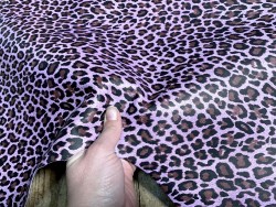 Peau de cuir de chèvre imprimée façon léopard rose - maroquinerie - Cuir en stock